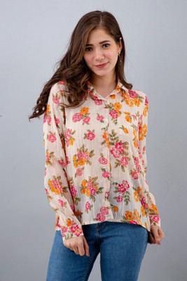 Azzurra Casual Floral Print Women White Top