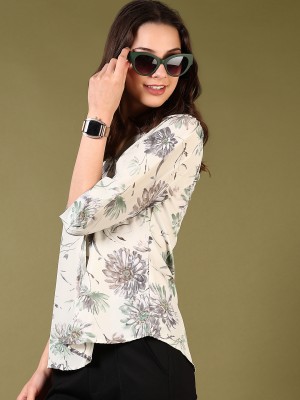 V-MART Casual Printed Women Green, Grey Top