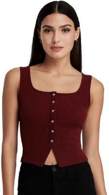 BEBONLOLO Casual Solid Women Maroon Top