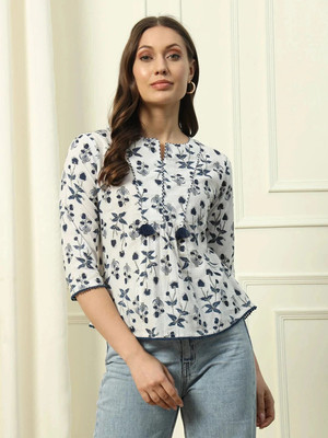FIORRA Party Printed Women White Top