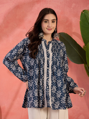 Sangria Casual Printed Women Blue Top