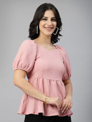 Style Quotient Casual Solid Women Pink Top