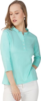 clovercrafty Casual Solid Women Light Green Top