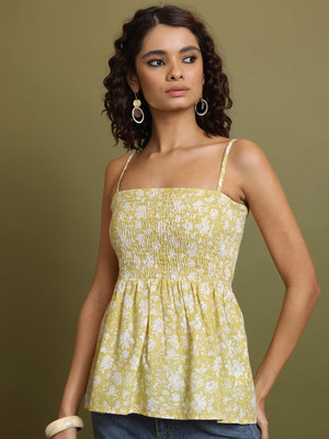 Vishudh Casual Printed Women Yellow, White Top