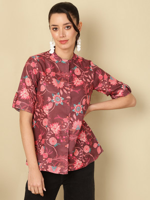 Jaipur Kurti Casual Ethnic Motifs Women Brown, Light Blue, Pink Top