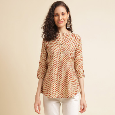 all about you Party Printed Women Beige Top