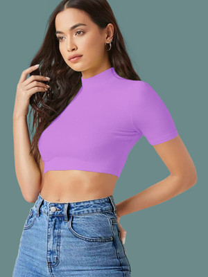 NAVYANKAA Casual Solid Women Purple Top