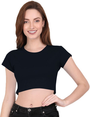 THE BLAZZE Casual Solid Women Black Top