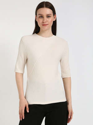 Calvin Klein Jeans Casual Self Design Women Beige Top
