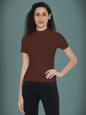 Kashonaa Casual Solid Women Brown Top