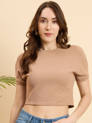 Mast & Harbour Casual Self Design Women Beige Top