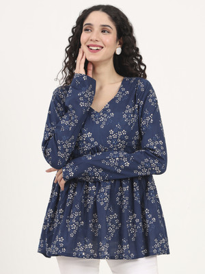 DIVENA Casual Printed Women Blue Top