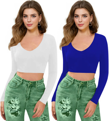 Kashonaa Casual Self Design Women Blue Top