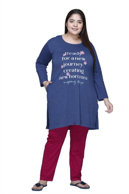 IN Love Women Printed Blue Night Suit Set