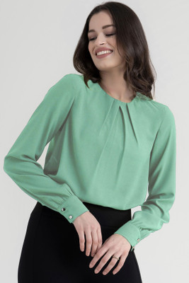 Mirana Casual Solid Women Light Green Top