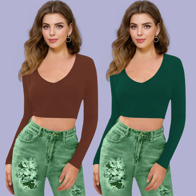 Maheshvi Casual Solid Women Green Top