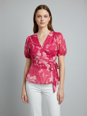 ANVI Be Yourself Casual Floral Print Women Red Top