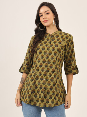 DIVENA Women Printed A-line Kurta(Green)
