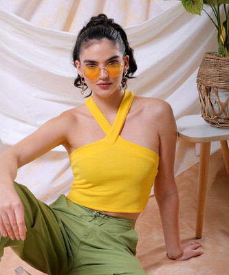 Freehand by The Indian Garage Co. Casual Solid Women Yellow Top
