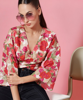 KASSUALLY Casual Printed Women Red Top