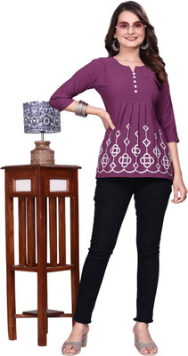 SWARA ART Casual Printed Women Purple Top