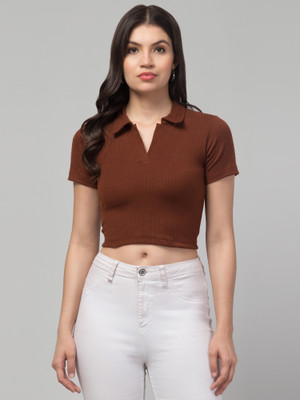 Tanushk Casual Solid Women Brown Top