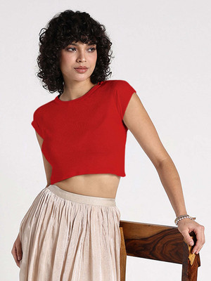 SHOWOFFFF Casual Solid Women Red Top