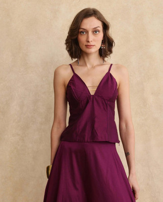 RAREISM Party Solid Women Purple Top