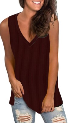 jovo Casual Solid Women Maroon Top