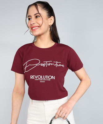 Flicfol Casual Printed Women Maroon Top