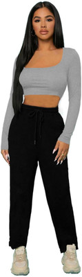 THE BLAZZE Casual Solid Women Grey Top