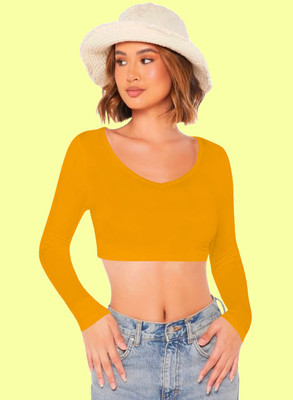 Dream Beauty Fashion Casual Solid Women Yellow Top