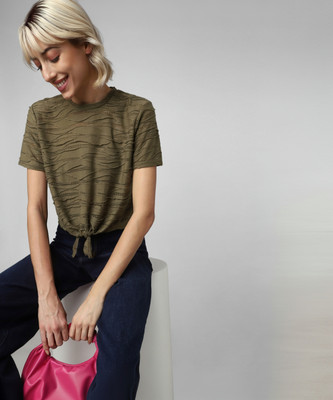 ONLY Casual Self Design Women Green Top