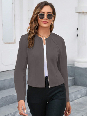 Leriya Fashion Casual Solid Women Grey Top