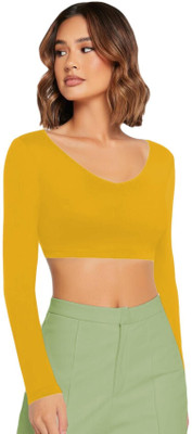 THEBLAZZEE Casual Solid Women Yellow Top