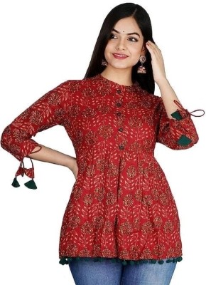 Riyaman Casual Printed Women Red Top