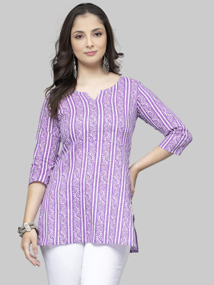 Maheshvi Women Printed Straight Kurta(Purple)