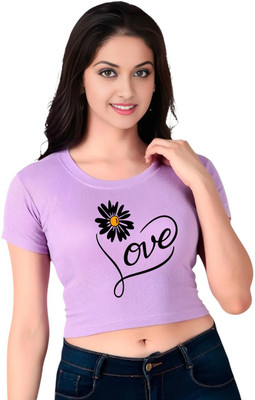 ADIXUS Casual Graphic Print Women Purple Top