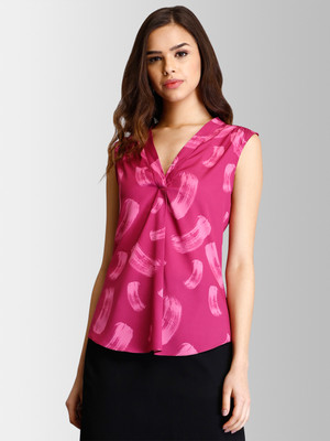 Fable Street Casual Geometric Print Women Pink Top