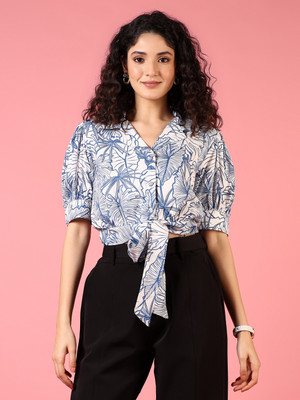 V-MART Casual Printed Women Blue Top