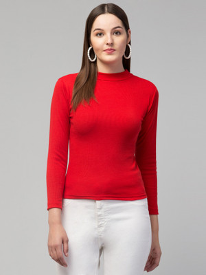 BNS Casual Solid Women Red Top