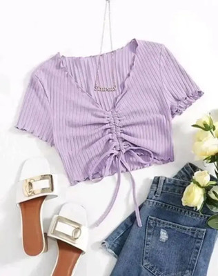 Mcgluwa Casual Self Design Women Purple Top