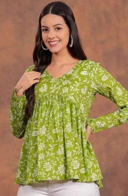 ganpati traders Casual Printed Women Green Top