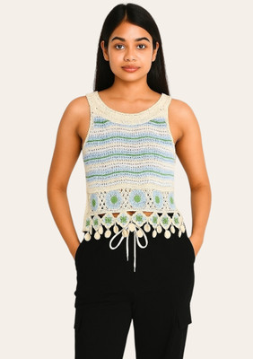 Emprace Casual Self Design Women Blue Top