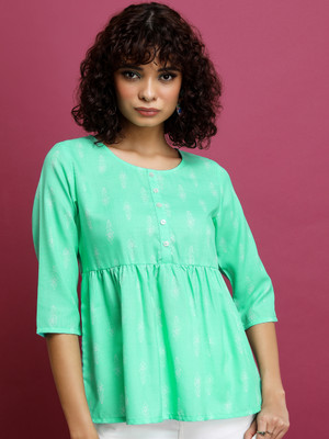 KETCH Casual Printed Women Green Top