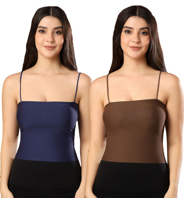 Paavki Casual Solid Women Dark Blue, Brown Top