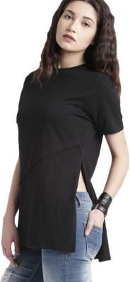 Roadster Casual Short Sleeve Solid Women Black Top