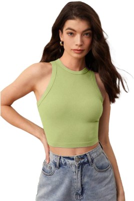 TIVANTE Casual Solid Women Light Green Top