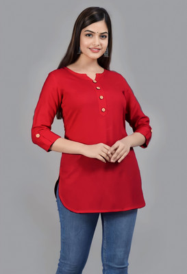 Kaircollection Casual Solid Women Red Top