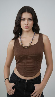 Leriya Fashion Casual Printed Women Brown Top